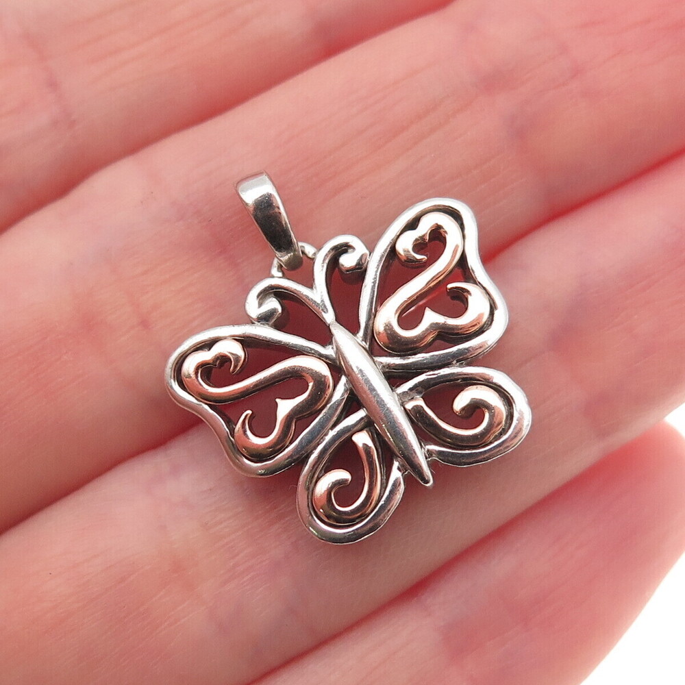 Jane Seymour 925 Sterling Silver 14K Rose Gold Open Heart Butterfly Mini Pendant